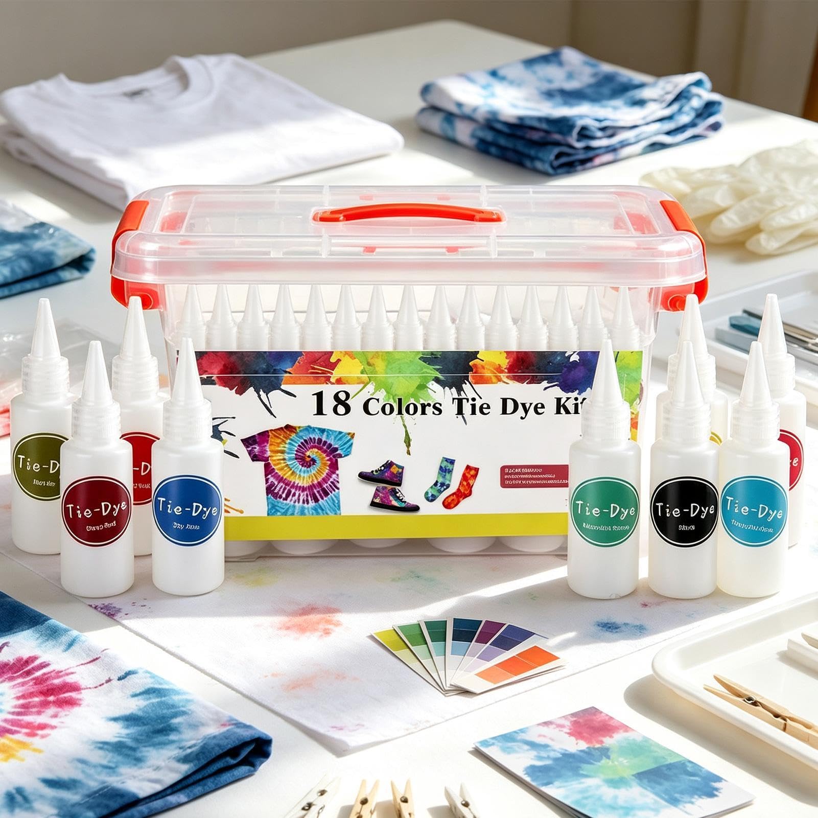 Kits de teñido anudado: 18 colores caseros creativos resistentes a la | Kits de teñido anudado de tela para adultos, mujeres y hombres, camisa con capucha, calcetines de algodón, jeans