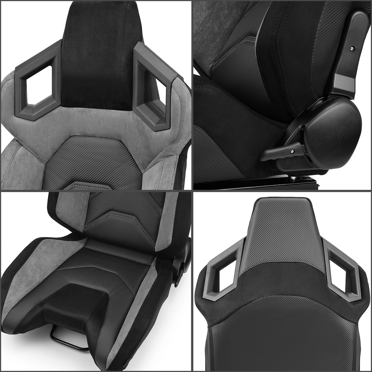 ModifyStreet Space Pilot Series Universal PVC Leather Reclinable Racing Seats Right Left