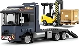 ألعاب نصف شاحنة بجهاز تحكم، نصف شاحنة تعمل بجهاز تحكم عن بعد بـ 9 قنوات مع مقطورة، لعبة شاحنة بناء مع صوت وضوء، أفكار هدايا عيد الميلاد للأولاد والأطفال، شاحنة مسطحة بمقياس 1/24 رمادي (مع هدية)