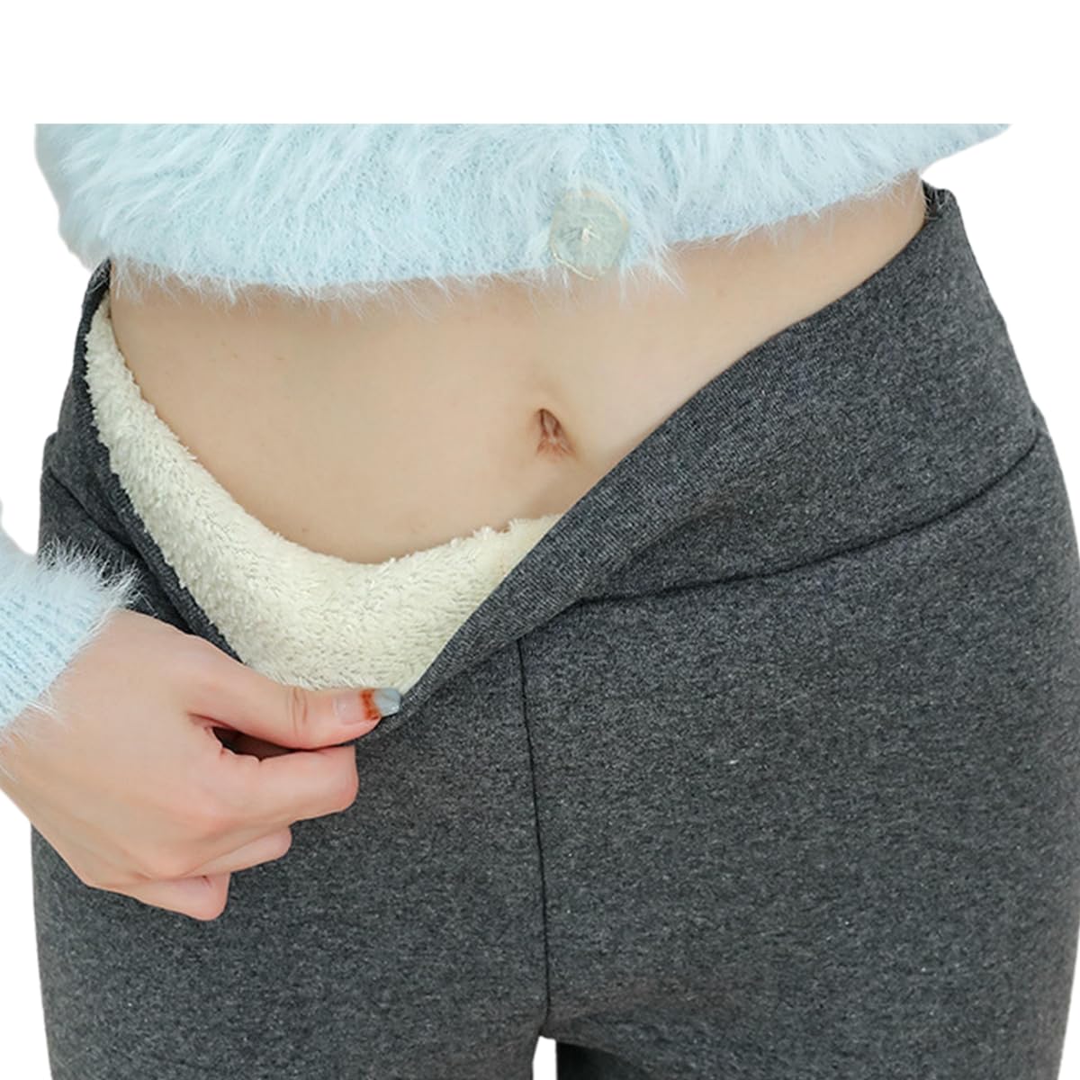 Calzamaglia Termica Pantaloni di Cotone A Agnelli Invernali da Donna con Folti Leggings in Pile-Grigio Scuro B-XL