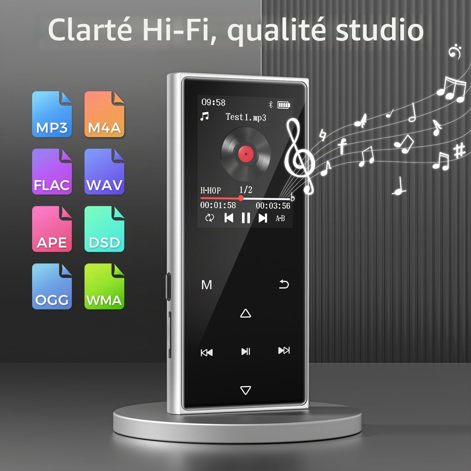 Lecteur MP3 Bluetooth 5.3, Lecteur MP3 Enfant 128 Go, Haut-Parleur
