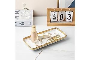 Marble Tray Bathroom, White & Gold Jewelry Dish