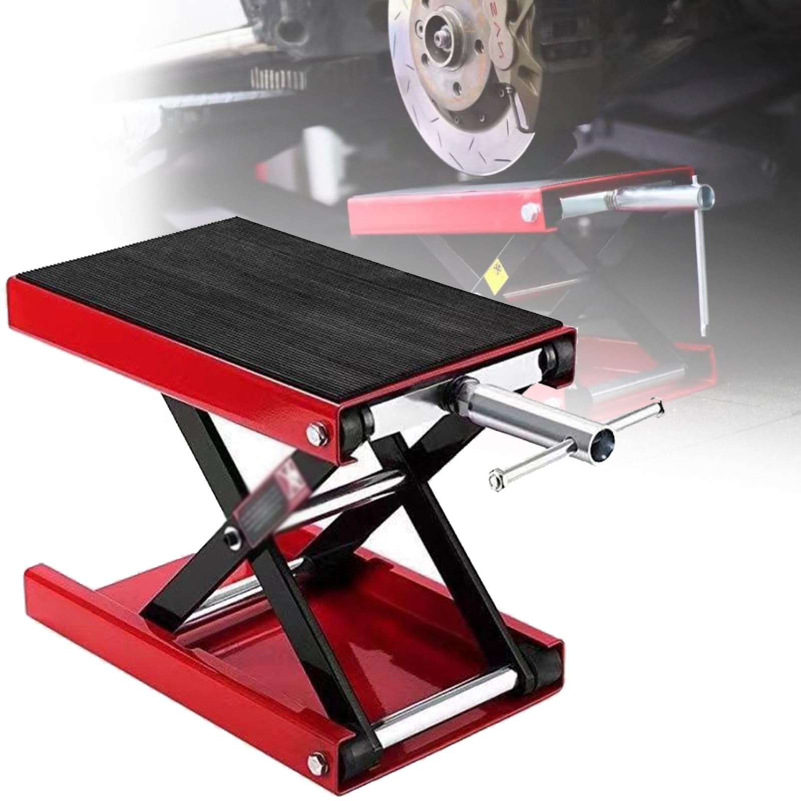 GYKOZY Motorcycle Lifter Steel Scissor Jack, Adjustable Height Repair Stand with X-shaped Reinforced Bracket, Perfect for ATVs and Motorcycles, Durables and Stable
