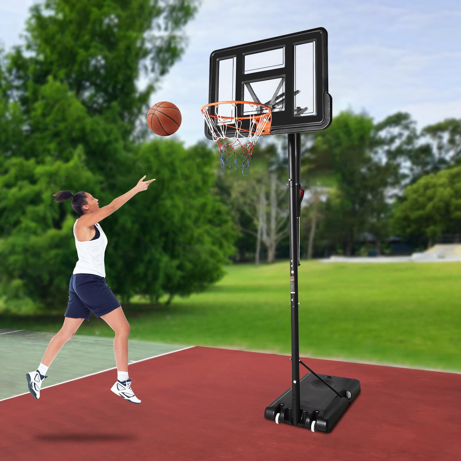 Canasta de baloncesto para exteriores, altura ajustable, canasta de baloncesto portátil, para interiores y exteriores, resistente a la intemperie, para niños, adolescentes y adultos