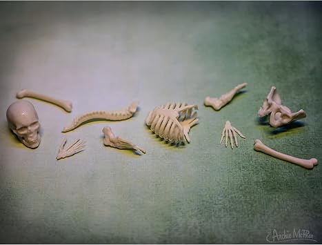 Accoutrements Itty Bitty Bones Glow in The Dark 10 Piece Set - Miniature Bones for Tiny Halloween Displays - Random Soft Vinyl Bones Skull Femur Spine Ribs Pelvis from Archie McPhee