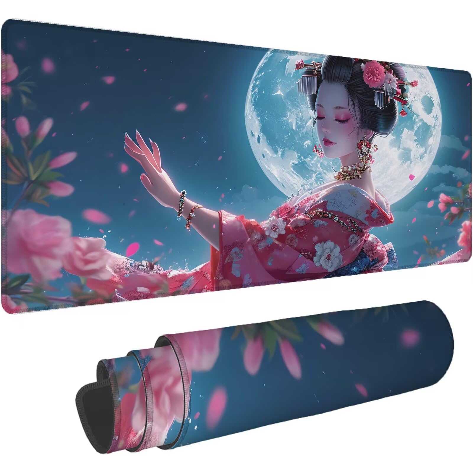 Podkładka pod mysz XXL 1600 x 800 mm różowa podkładka pod mysz dla kobiet podkładka pod mysz biurową podkładka do gier antypoślizgowa gumowa podstawa zszyte krawędzie akcesoria biurowe do gier do