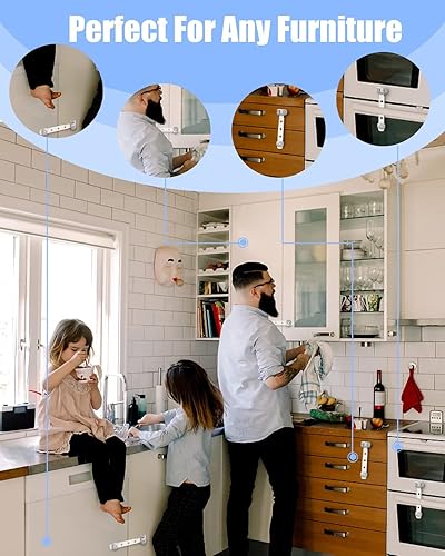 Miniatura 5 de Cerraduras para nevera, cerradura de puerta de refrigerador, cerradura de gabinete de seguridad a prueba de niños con fuertes adhesivos 3M,