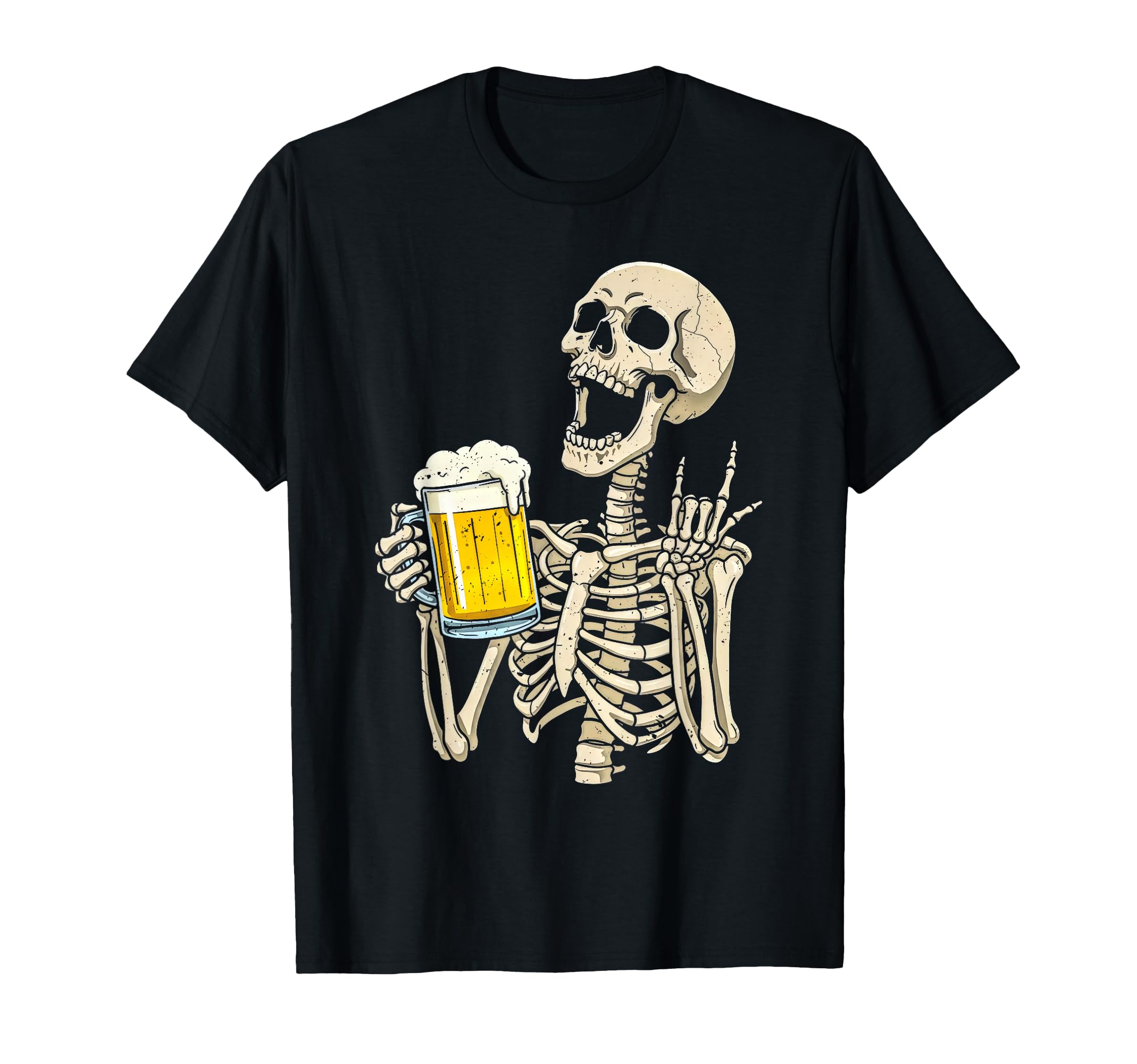 Skelett Trinken Bier Lustiges Halloween Kostüm Party Gruselig T-Shirt