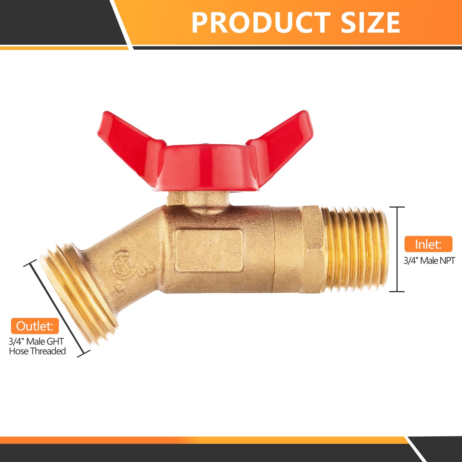 HeSun 2er-Pack Außenwasserhahn Aus Messing – 1/4-Umdrehung, 1,27 Cm NPT X 1,9 Cm GHT, Für Garten Und Auto