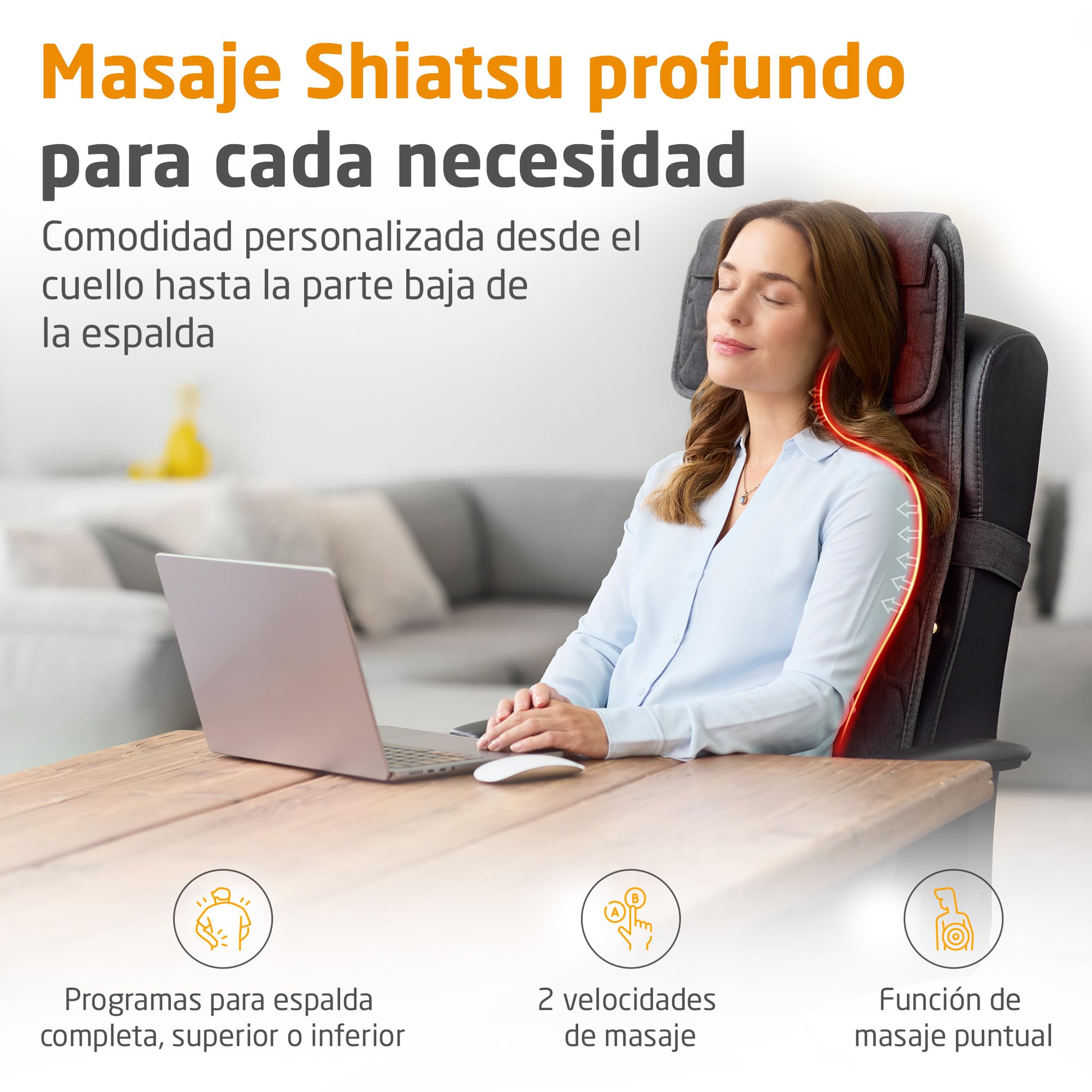 medisana MC 700 funda de masaje Shiatsu, masajeador cervical y para espalda y cuello, esterilla de masaje extrafina y ligera con gran superficie y calor, se puede utilizar tumbado o sentado