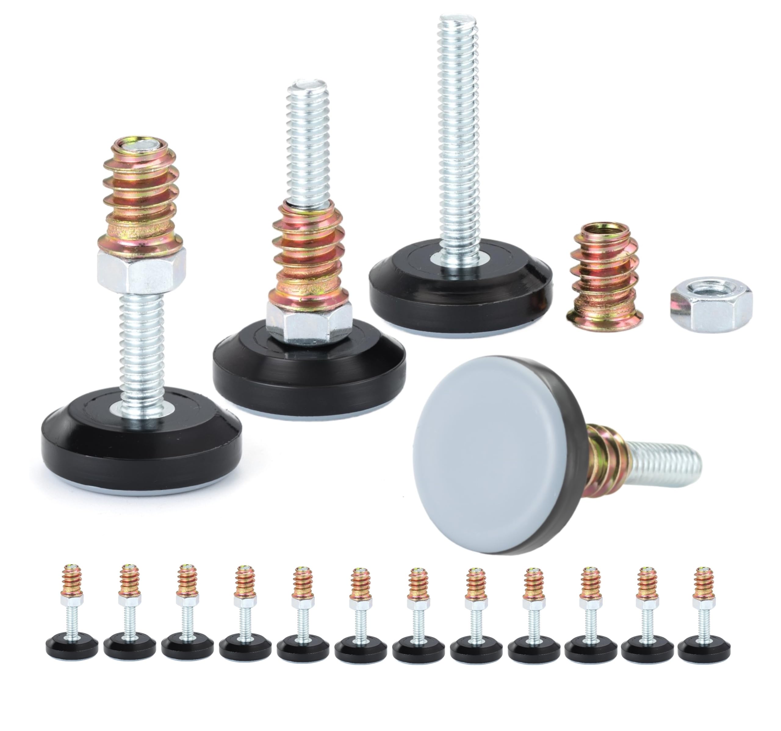 CSFMC 8-Pack Furniture Levelers - PTFE (Teflon) Bottom, 1/4-20 Threaded Shank, Adjustable Leg Pads For Tables, Chairs, Cabinets - View #8