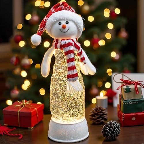 Vista 240 de Linterna de globo de nieve de Navidad, muñeco de nieve brillante con música, forro USB/funciona con pilas, linterna iluminada para decoración