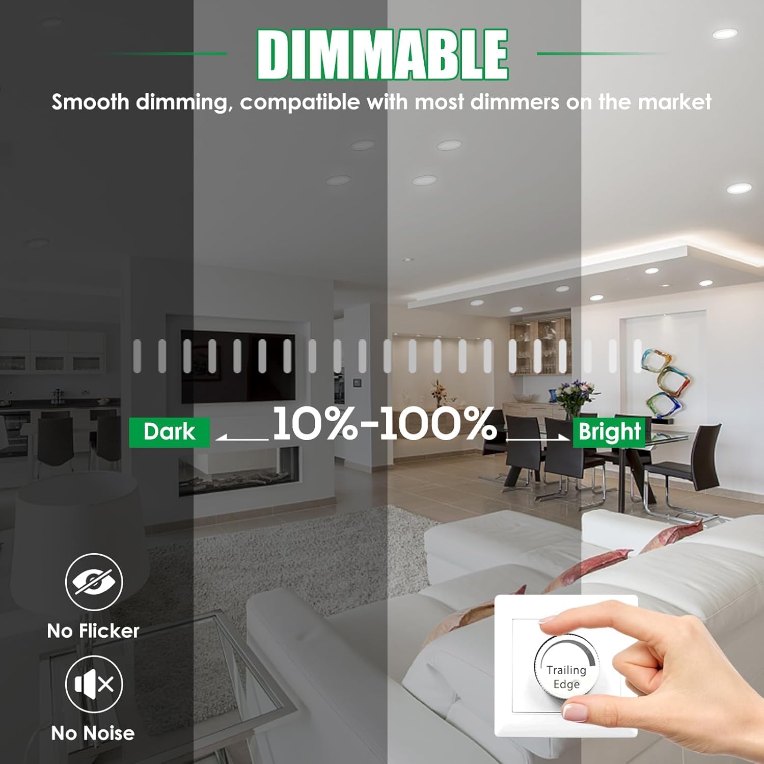 ALUSSO Lot de 6 Spot LED Encastrable 68mm 7W Dimmable AC 220-240V 3000K 4000K 6500K IP65 Réglable Blanc