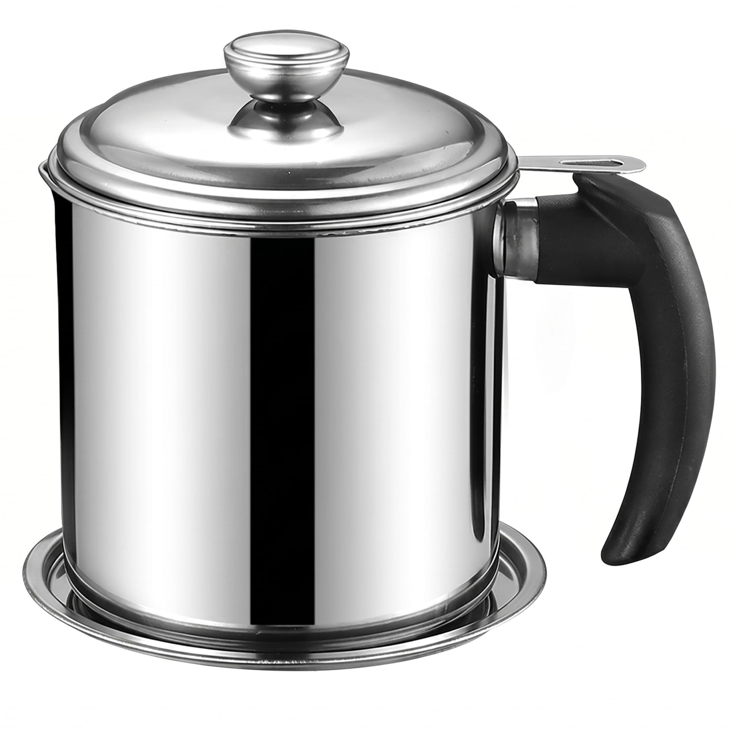 Xoeryoy Bacon Grease Container With Strainer, 1.3L Cooking Oil Container, Stainless Steel Kitchen Grease Separator With Heat-resistant Handle & Lid, Silver