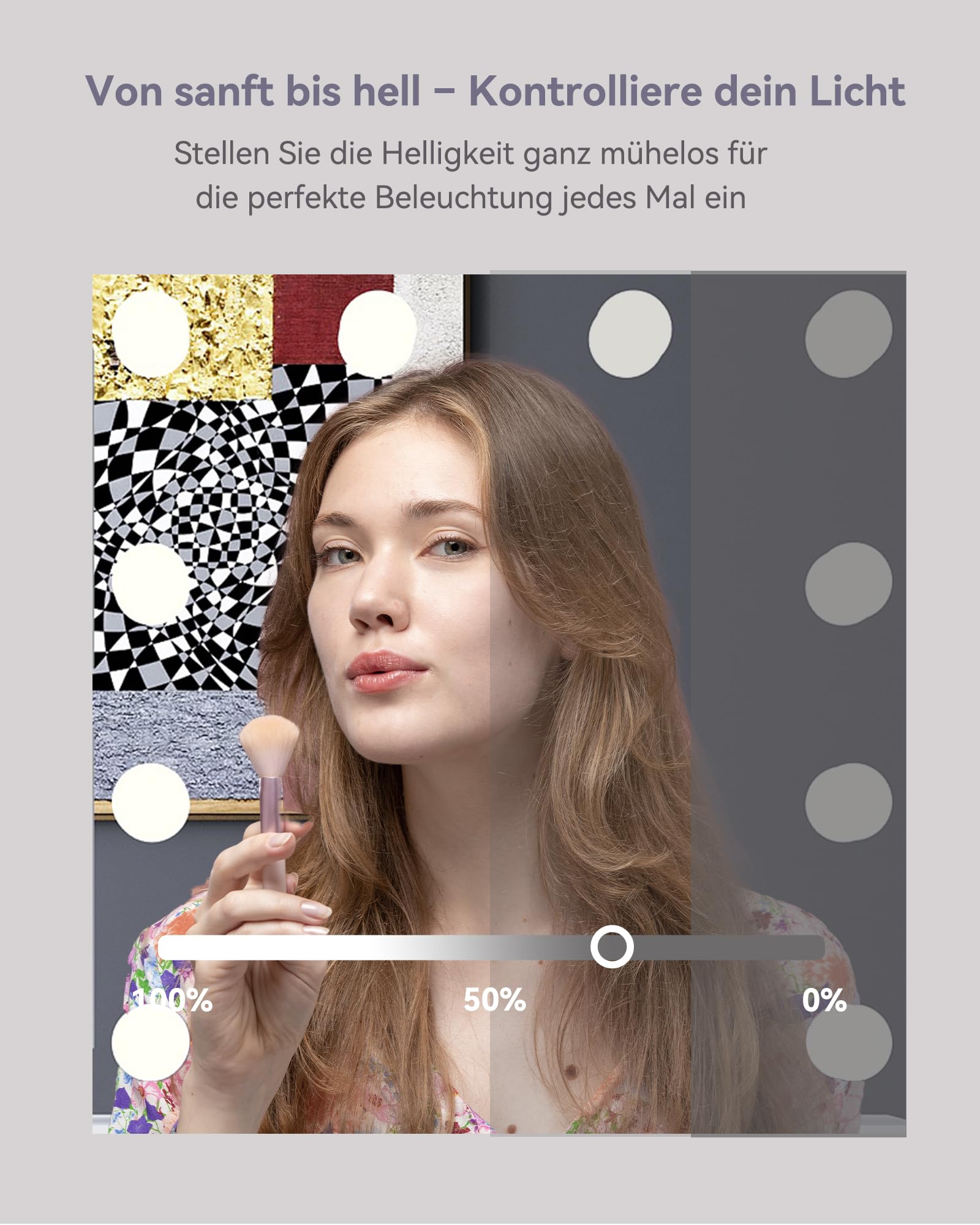 Schminktisch mit Beleuchtung und Hocker, Frisiertisch mit Spiegel 3 einstellbare Lichtfarben einstellbare Helligkeit, Kosmetiktisch mit Große Schubladen, 5 offenen Fächern, Weiß