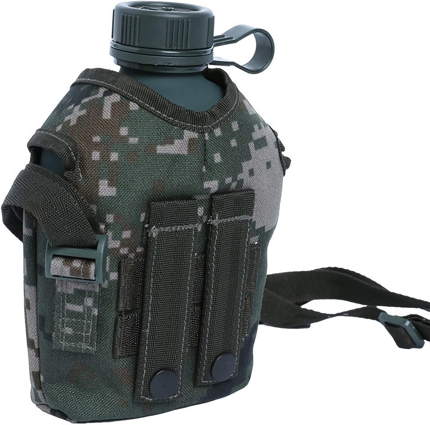 Portable Lightweight Military Canteen, 1.1 Quart Capacity Water Bottle Made of Aluminum Alloy, Gift Camouflage Bag, Portable Suitable for Mountaineering, Camping, Cycling, Travel
