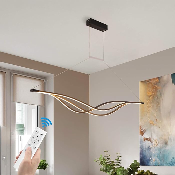 Buy Ganeed Modern Pendant Light,46W LED Dimmable Chandelier Wave Shape