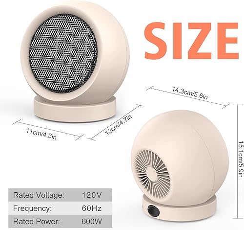Miniatura 6 de Calentador de espacio, PTC de cerámicaportátil, calentador eléctrico de escritorio, ventilador de alto rendimiento para el hogar, dormitorio,
