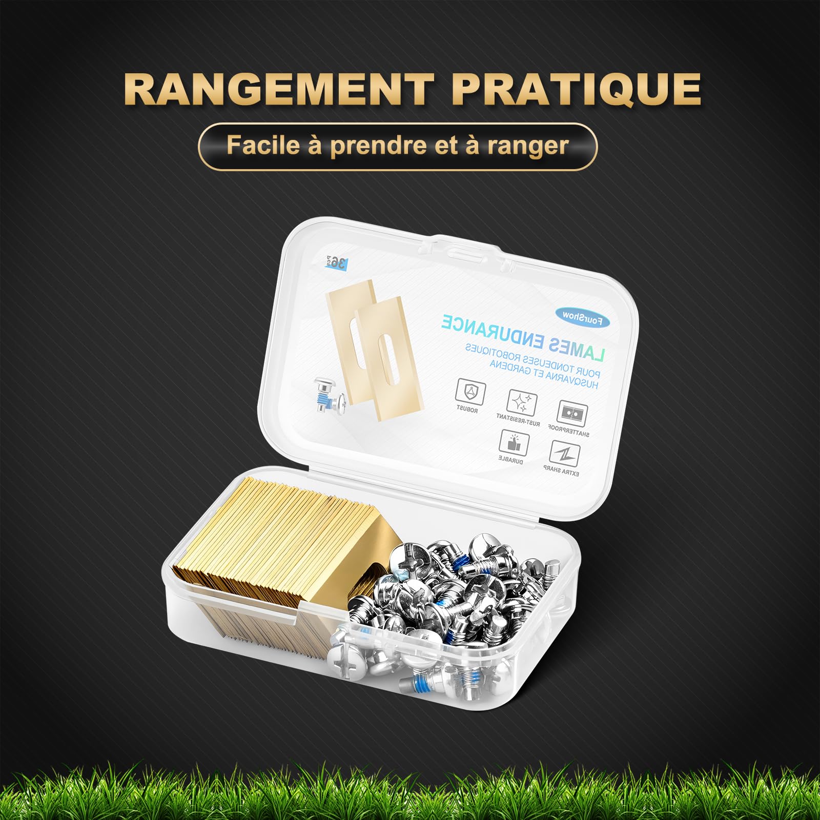 36 pièces de lames Endurance compatibles avec TOUS les robots tondeuses Husqvarna, lames de remplacement durables en titane, y compris des vis avec revêtement de sécurité