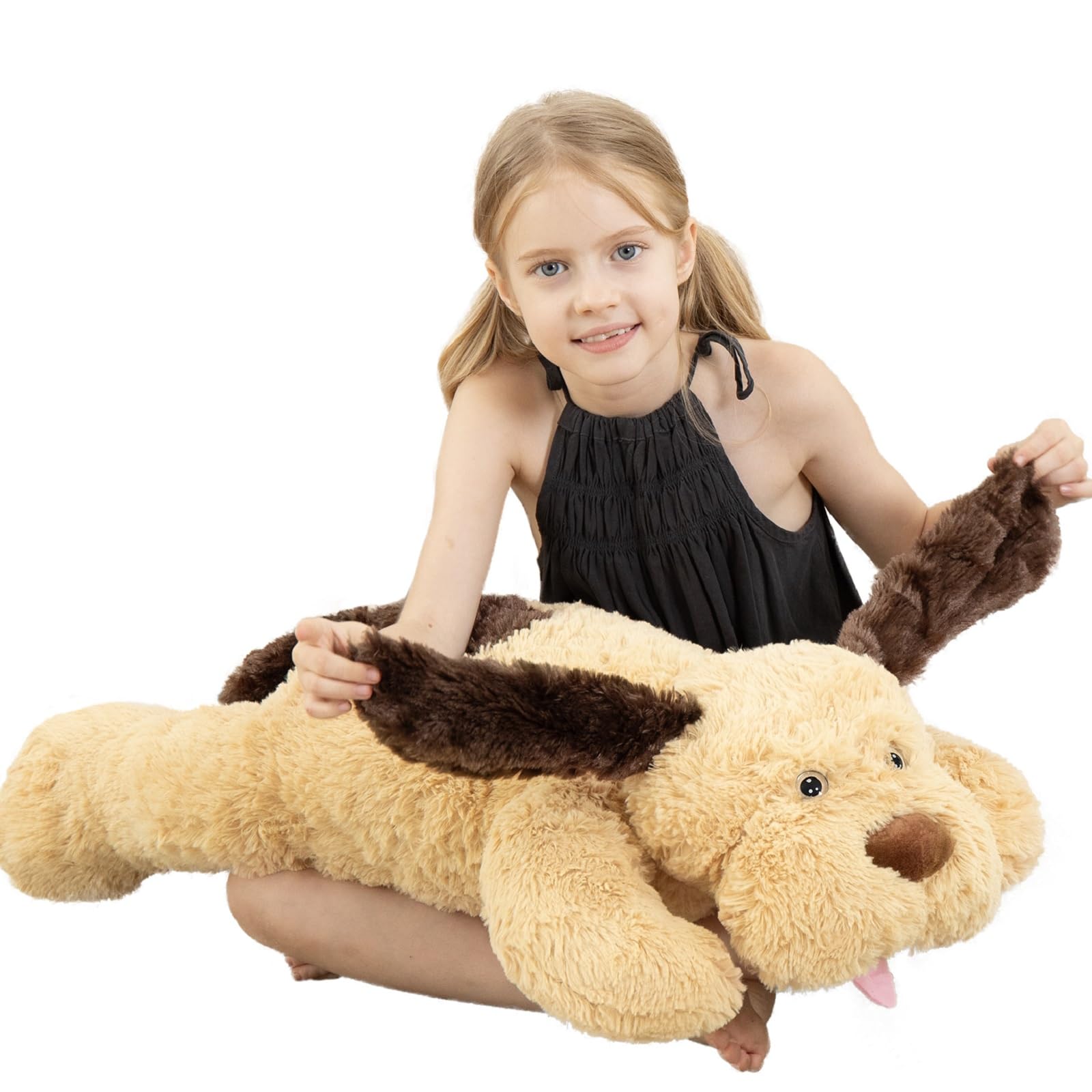 MorisMos Giant Dog Stuffed Animals, 31inch Large Dog Plush, Fluffy Soft Big Puppy Pillow Birthday Gift for Kids, Girls, Boys, Brown