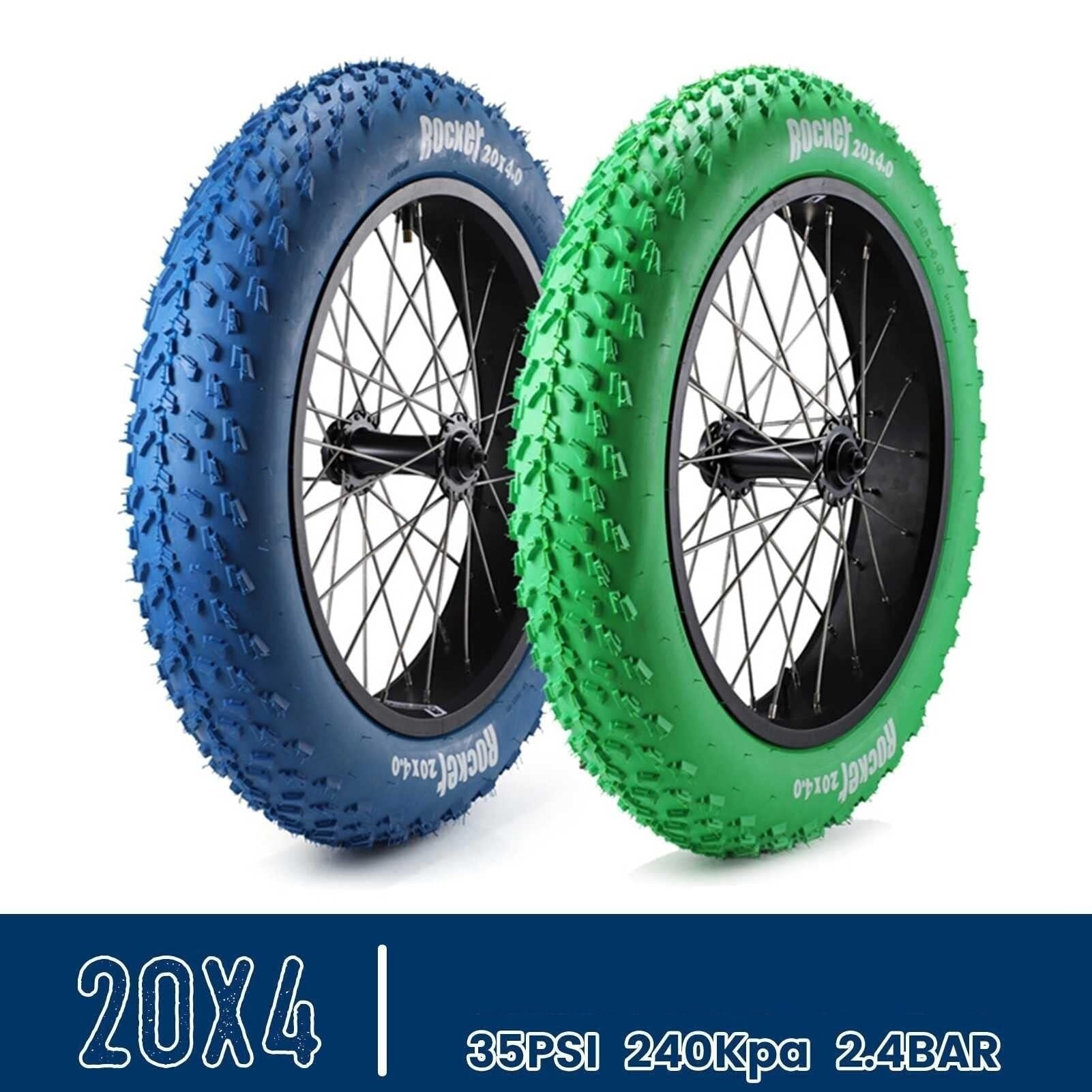 20x4.0 Opona Fat Bike do Roweru Elektrycznego i Plaży Przyczepność Wszystkie Nawierzchnie 20-4.0 Odporna na Zużycie 20 4.0 Duża Objętość 35PSI Ochrona przed Przebiciami(Green)