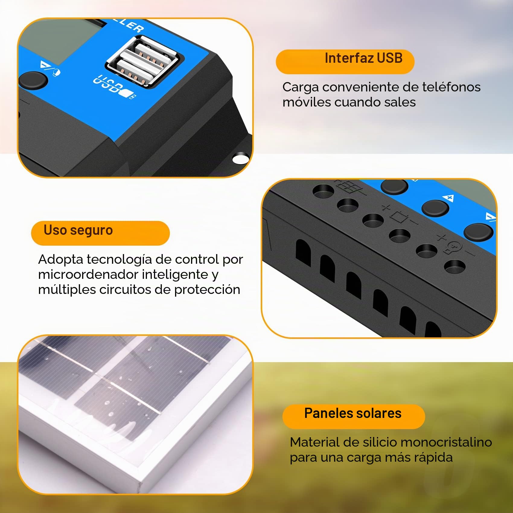 Cargador de batería con panel solar de 30 W y 12 V + controlador de 40 A para caravana, coche, , casa, camping