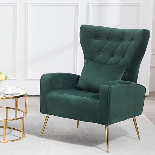 Miniatura 63 de Sillas modernas para sala de estar, sillón de terciopelo con almohada lumbar, sillas de dormitorio con respaldo alto, silla de tocador, silla de