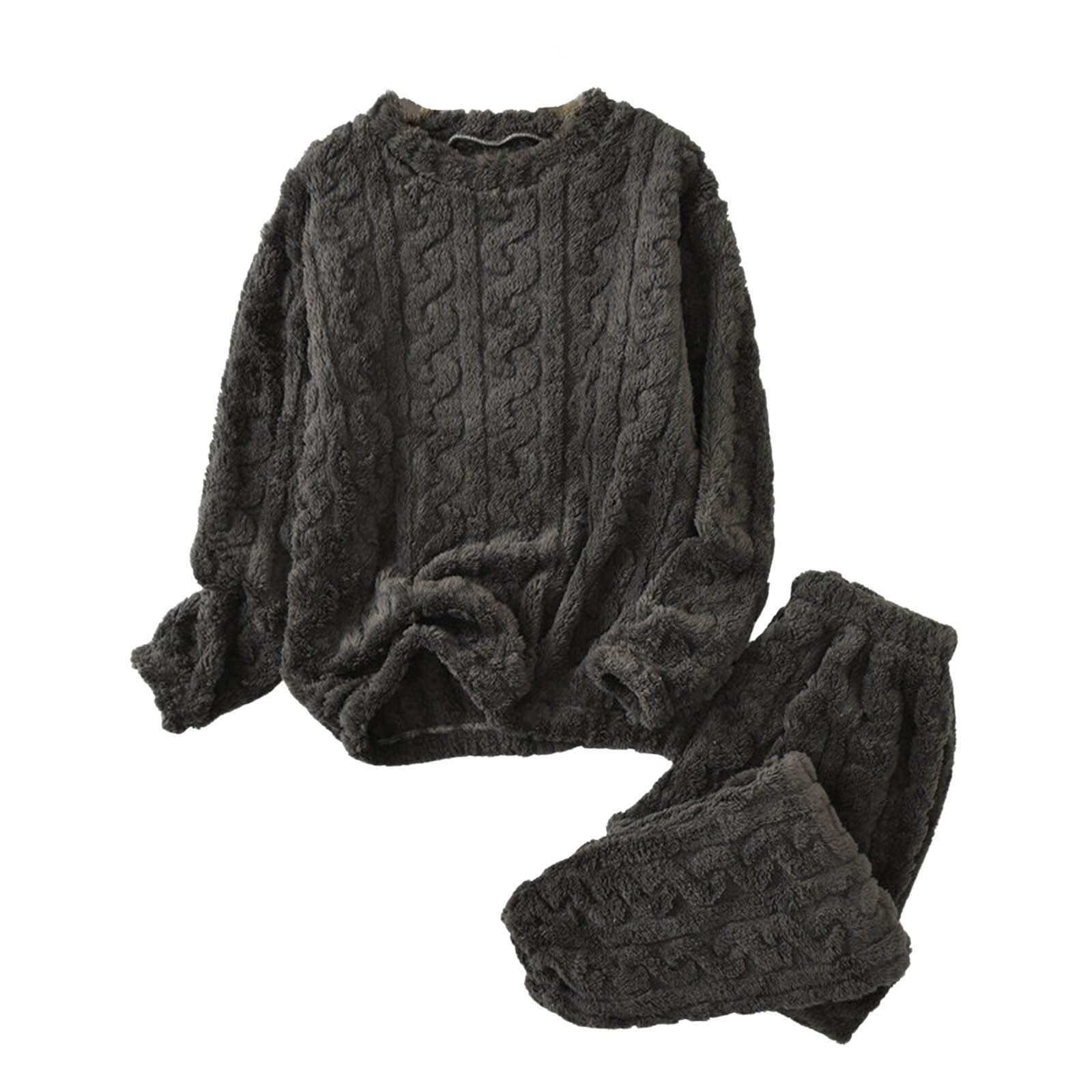 Lounge Sets for Women Fuzzy Two Piece Outfits Fleece Winter Warm