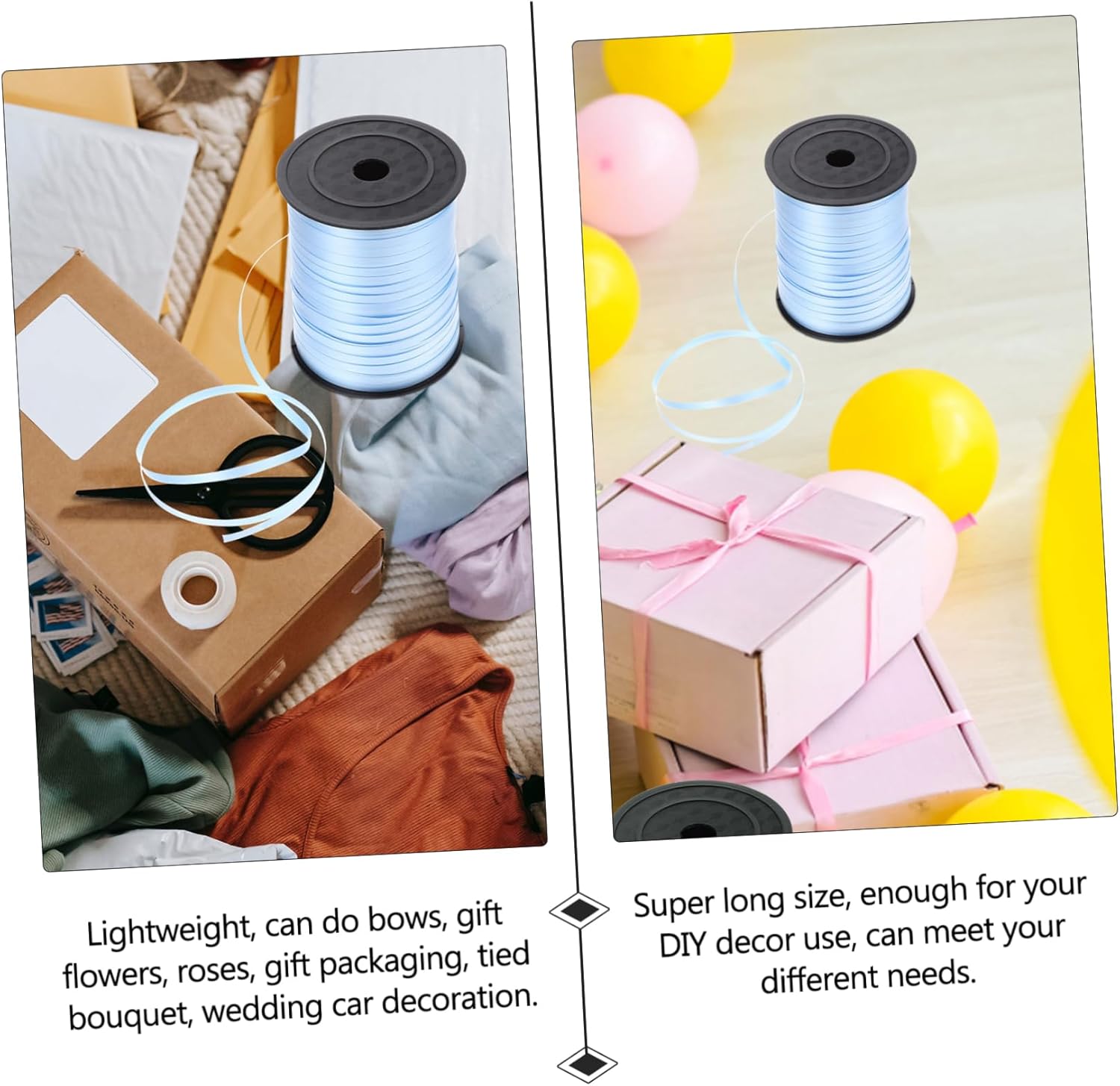 Didiseaon 6rolls Colorful Balloon Ribbon for Gift Wrapping Yards Curling Decorative Ribbons Parties Crafts Home Decor