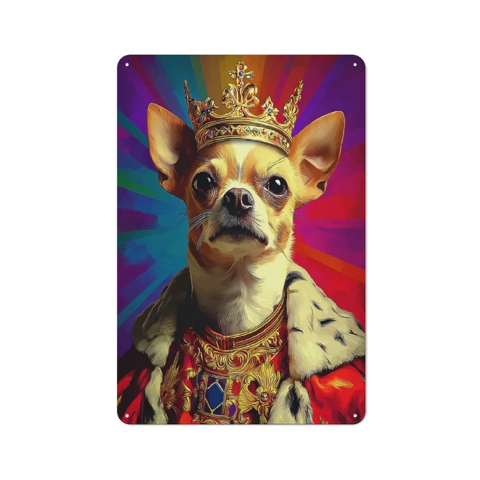Metal Wall Plaque with Royal Canine Majesty Portrait-11 Design 30x20cm, Old Fashioned Vintage Wall Decor for Living Room, Hallway, Kitchen Or Cafe