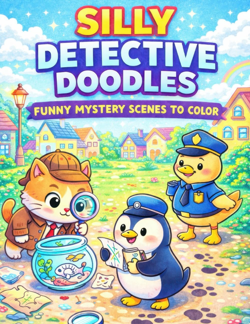 Silly Detective Doodles Coloring Book for Kids: Funny Animal Detective Adventures with Cute Mystery Scenes to Color