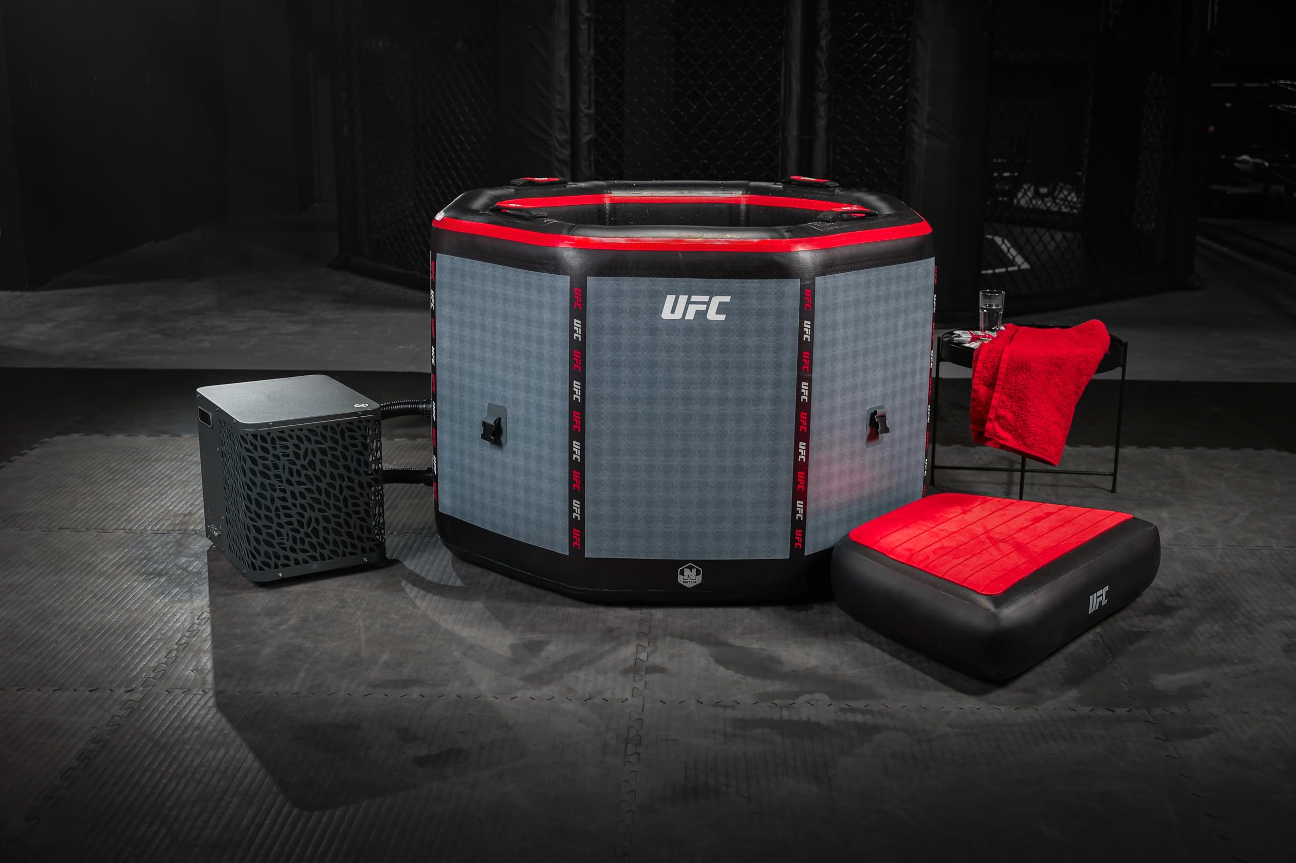N NETSPA Pack Chiller 3-40°C 3kw Ice Bath Octagon UFC (SP-UFC250-CK3) - Bagno Freddo Dropstitch Terapia Freddo Nuova Generazione - 130 x 90 cm - 1 Persona 357 L