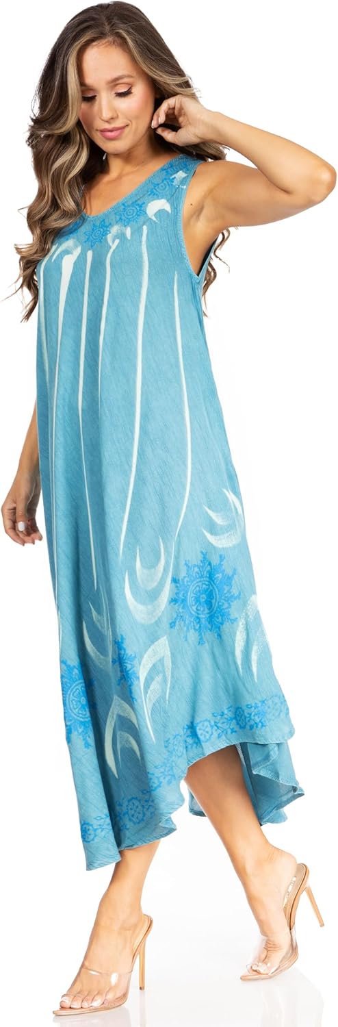 Sakkas Starlight Fourth Women's Tie Dye Caftan Tank Dress/Cover Up Beach Kaftan - Image 3