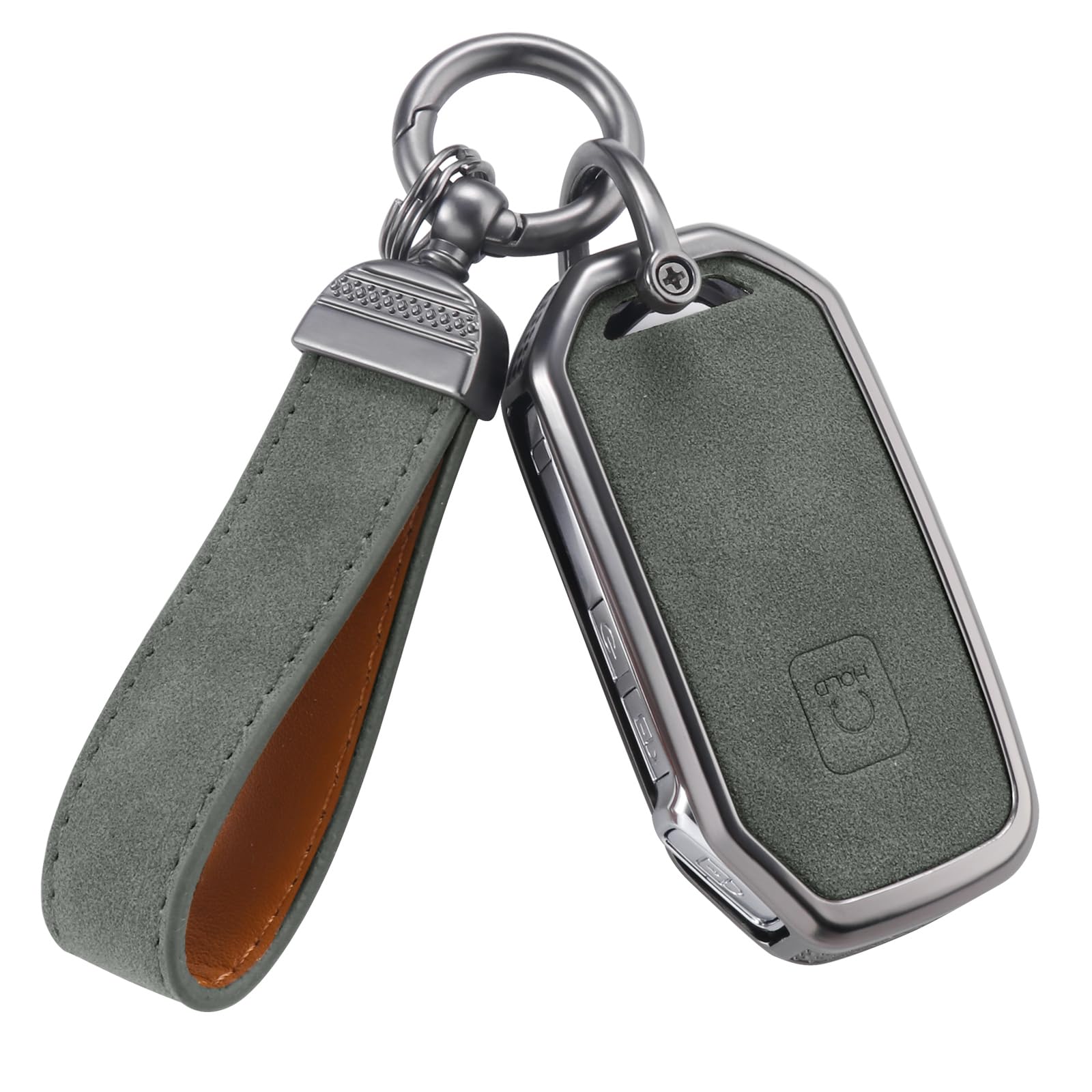 YO&YOYE Compatible with Kia Key Fob Cover with Keychain Leather Key Case Protector Fit for Cerato Ceed Forte NIRO Sorento Seltos Sportage Soul Telluride (Model1, Green)