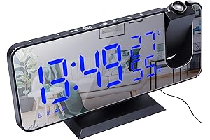 ThreeH Projection Digital Clock with Blue Mirror Display
