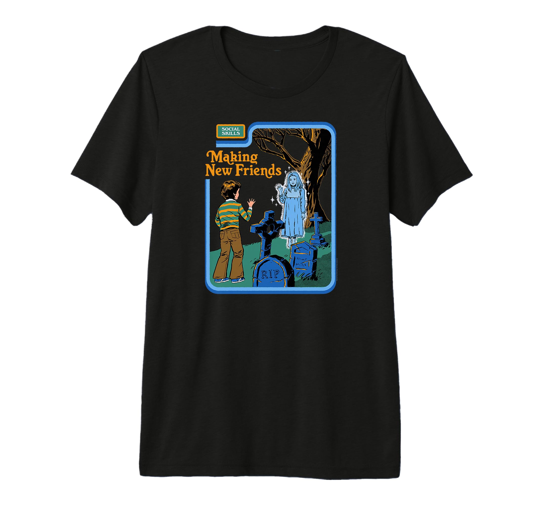 Steven Rhodes Making New Friends Ghost Retro Dark Humor Premium Tri-blend T-Shirt