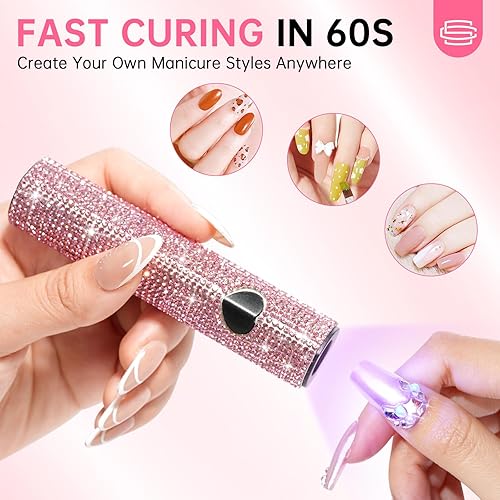 Miniatura 5 de Luz UV para uñas de gel, lámpara de uñas UV de mano, lámpara LED portátil para uñas, mini secadora de uñas, luz USB para secado rápido, rosa