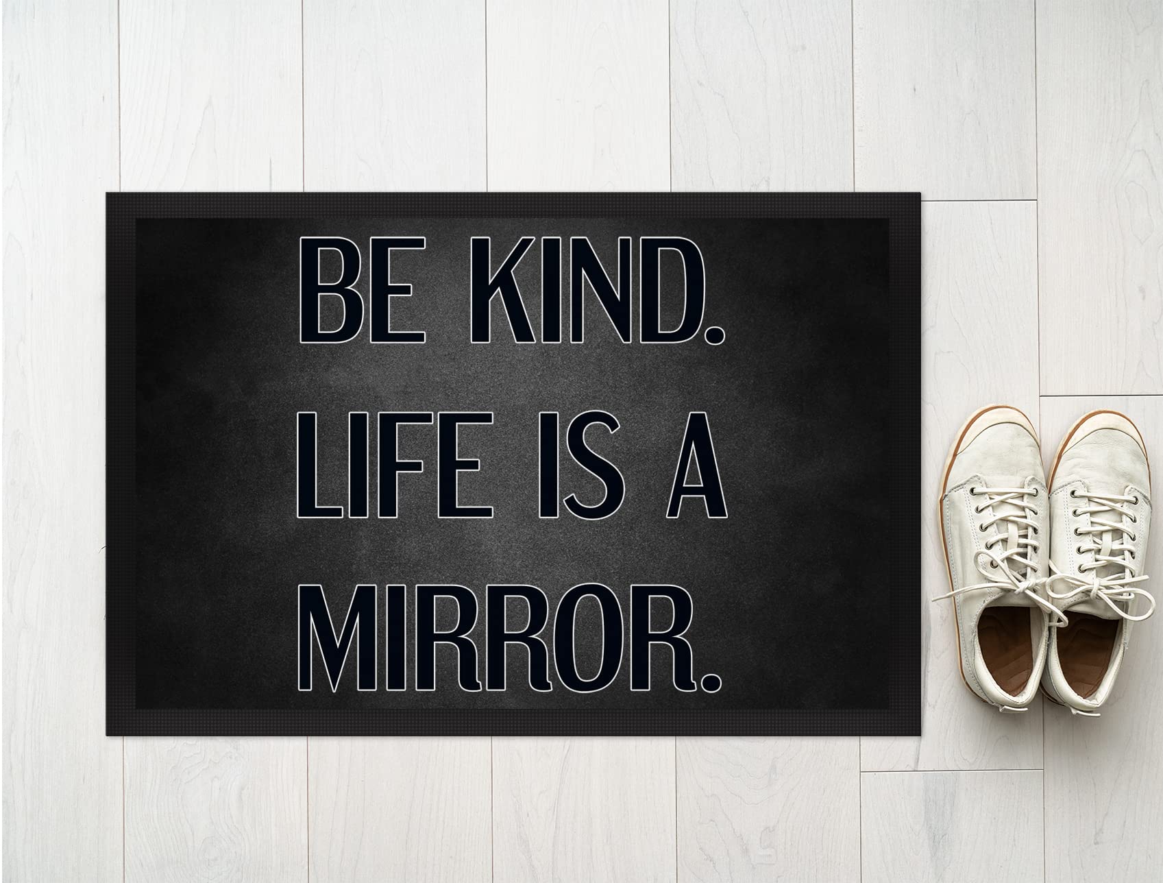 JUNIWORDS Fußmatte, Be Kind. Life is a Mirror, 75 x 50 cm, mit Gummirand (1007549)