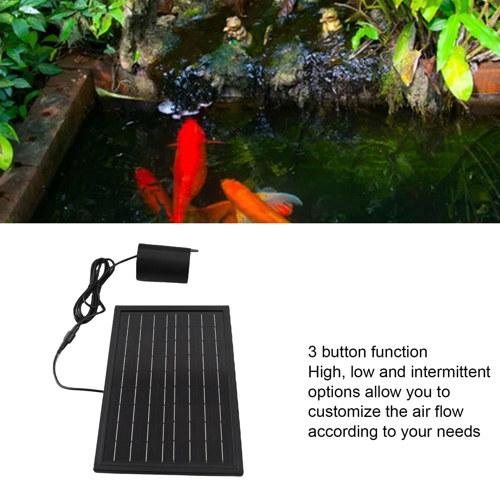 Alomejor Solar-Teichbelüfter, Effiziente, Langlebige Sauerstoffpumpe für Kleine Fischteiche und Aquarien, 10 V, 8 W, ABS-Material