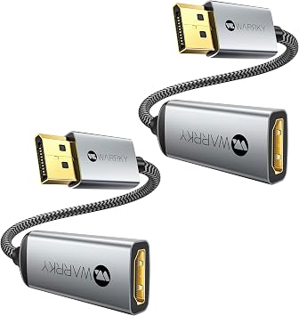 WARRKY 4K DisplayPort to HDMI Adapter, Display Port to HDMI Port, [1440P@60Hz, 1080p@120Hz] Metal Shell No-Latch Uni-Direction DP to HDMI Converter, Compatible with Lenovo, Dell, HP,Asus, 2 Packs