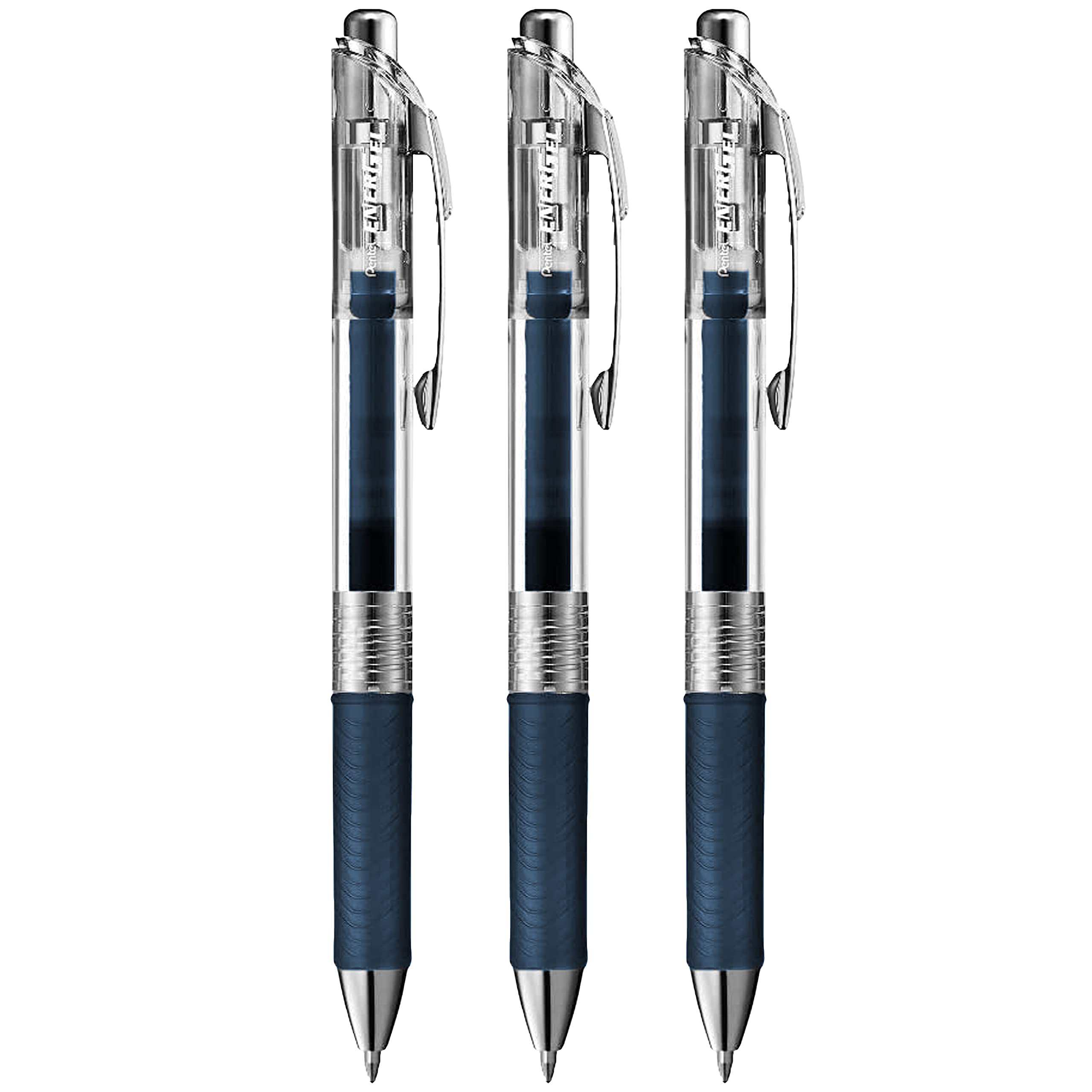 Pentel EnerGel Pure BL77TLE - Retractable Liquid Gel Ink Pen - 0.7mm - Navy Blue - Pack of 3, 1 count (Pack of 3)