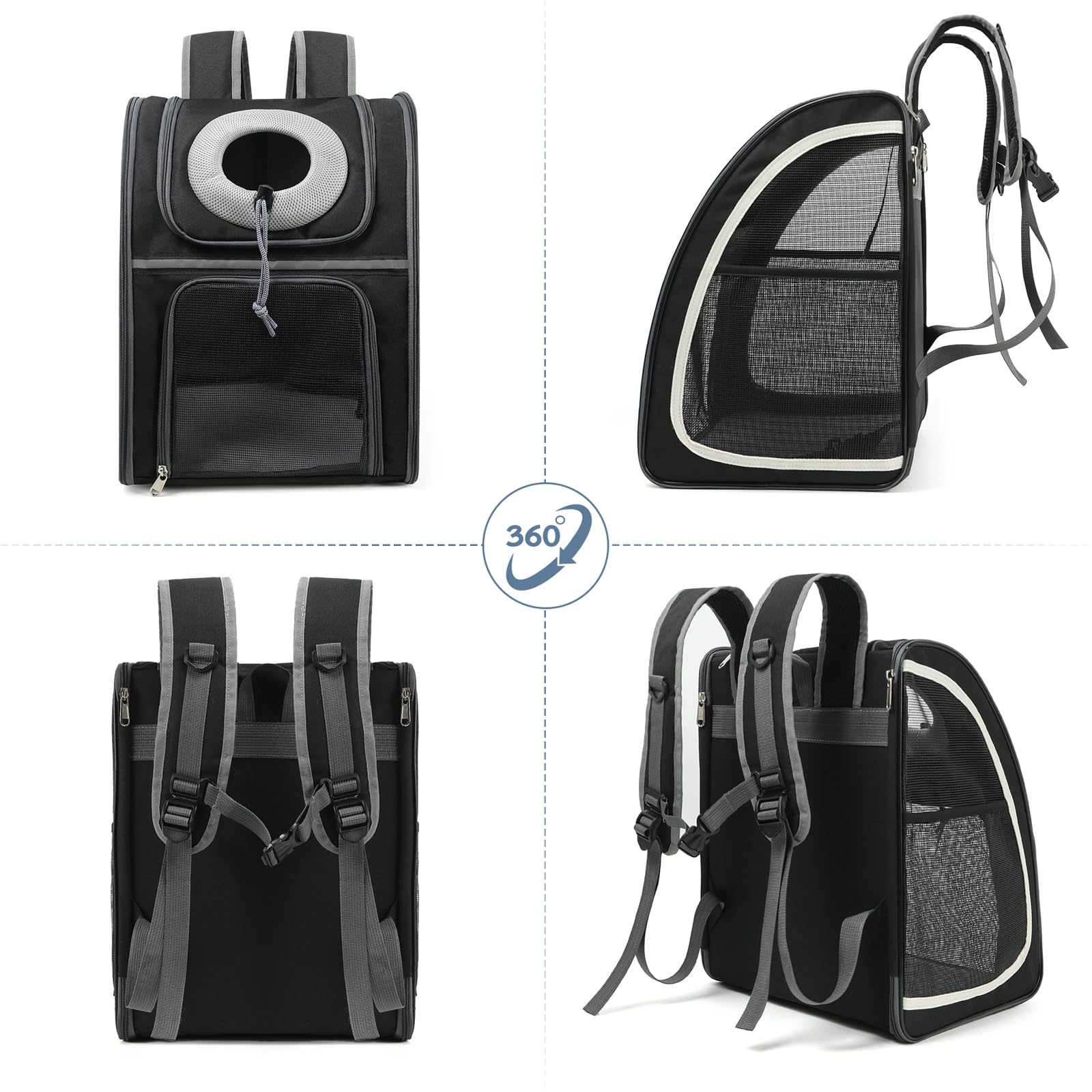 Katzenrucksack mit Netzfenster, tragbarer und Faltbarer Katzentransporter, atmungsaktiv und leicht, mit viel Platz,Muss für Reisen mit Haustieren.