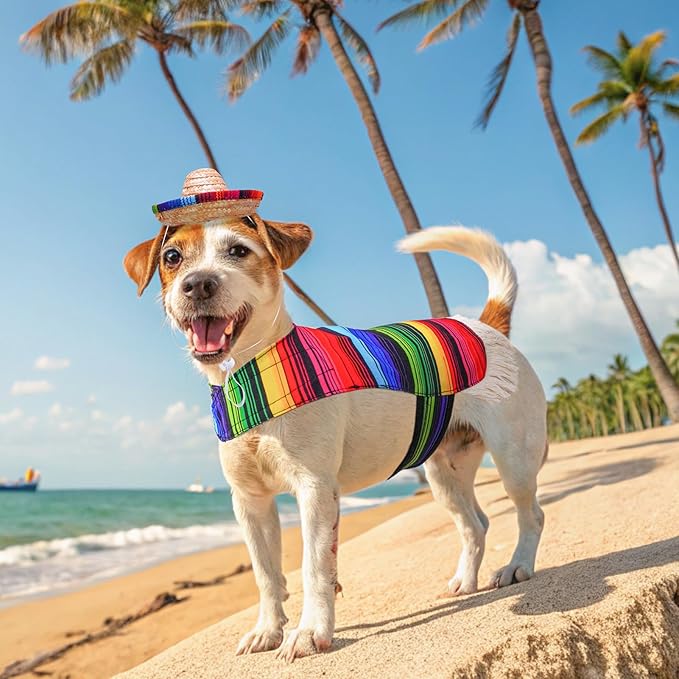 Disfraz Mexicano para Perro SCENEREAL con Sombrero y Bandana miniatura 2