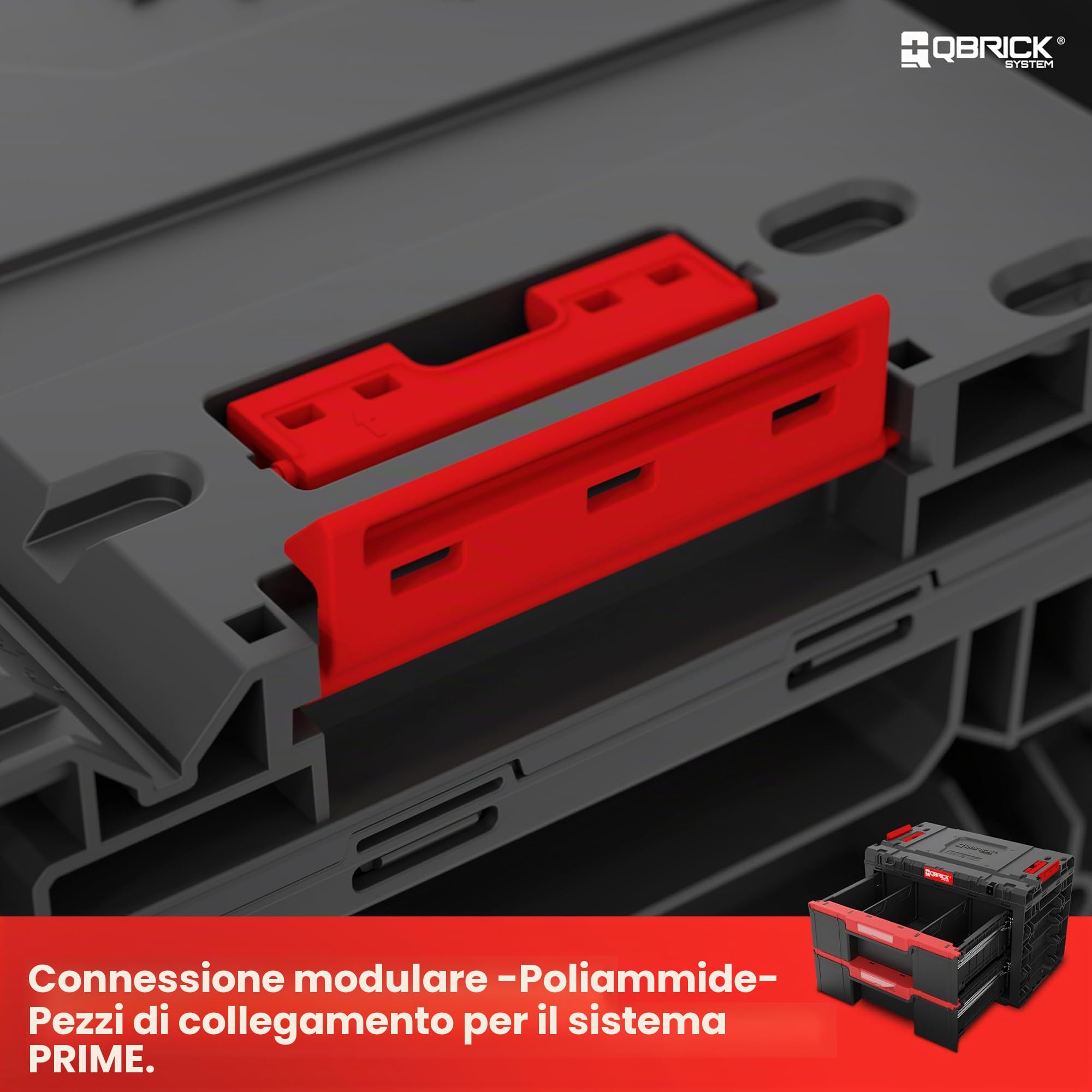 Qbrick System Cassetta Porta Attrezzi Vuota - 2 Scomparti - Valigetta Attrezzi - 542 x 335 x 369 mm Nero