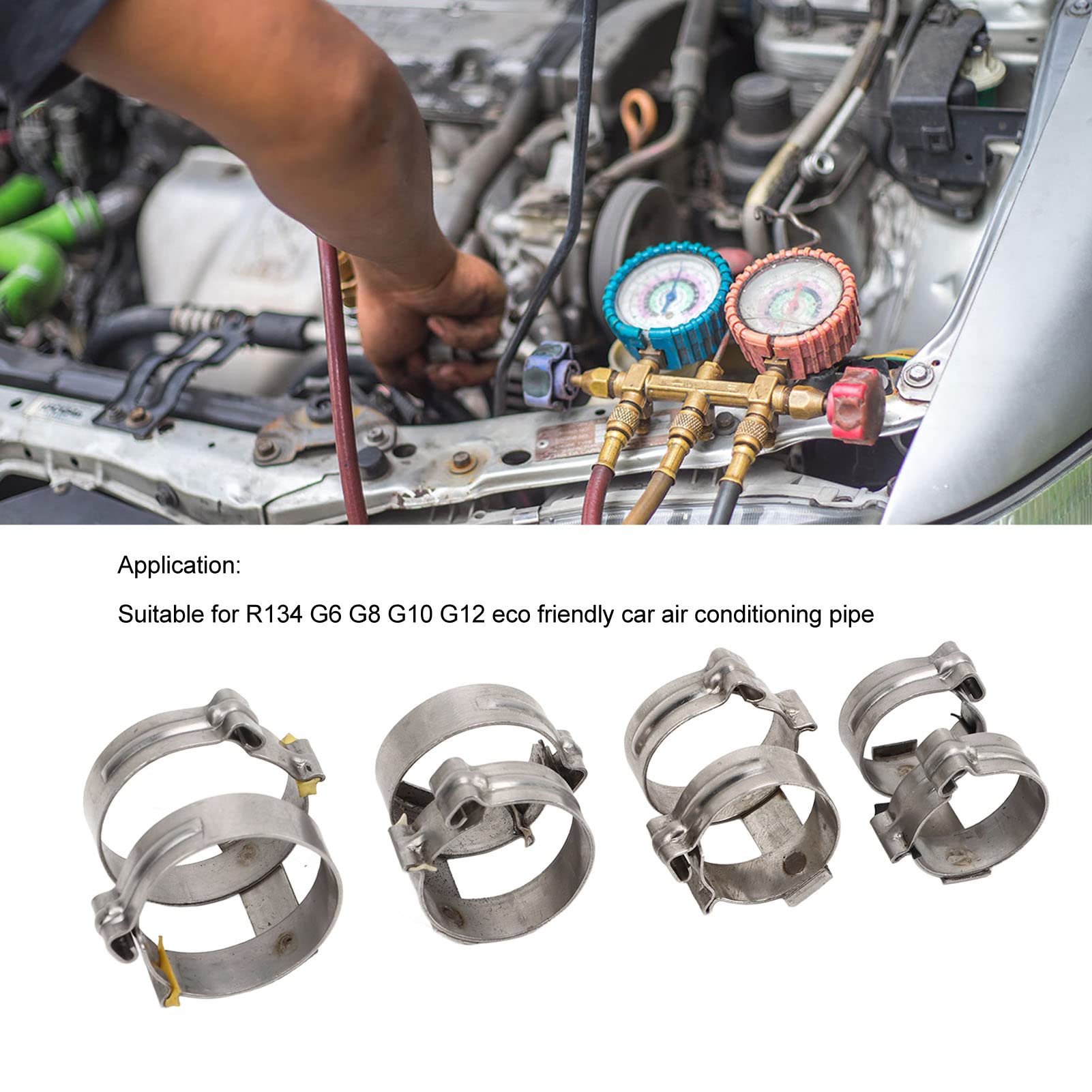 Paquete de 5 abrazaderas de tubo de gasolina de acero inoxidable mini
