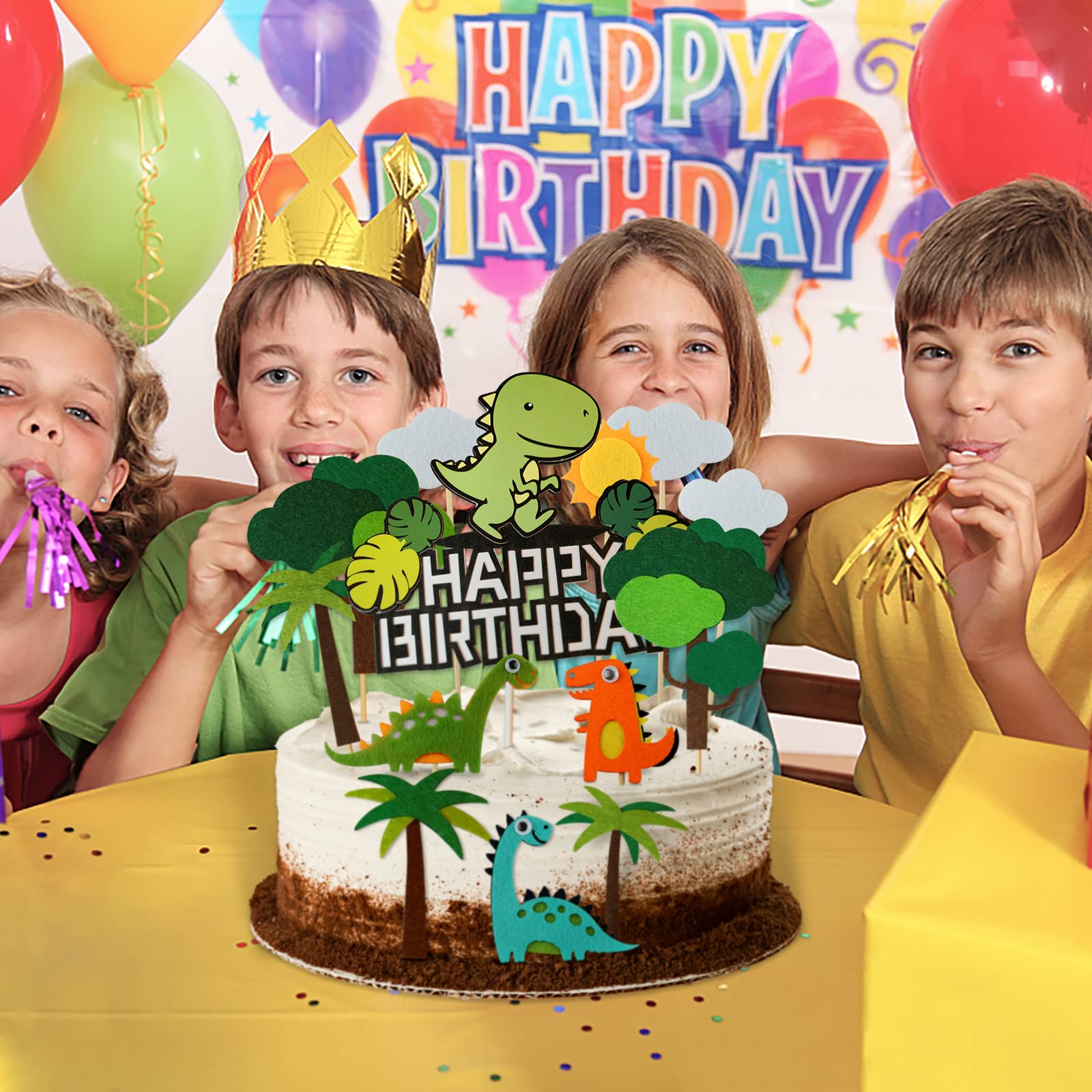 Decorazioni Torta Dinosauri - Set 7 Pezzi Per Feste Compleanno Bambini - Foto 6