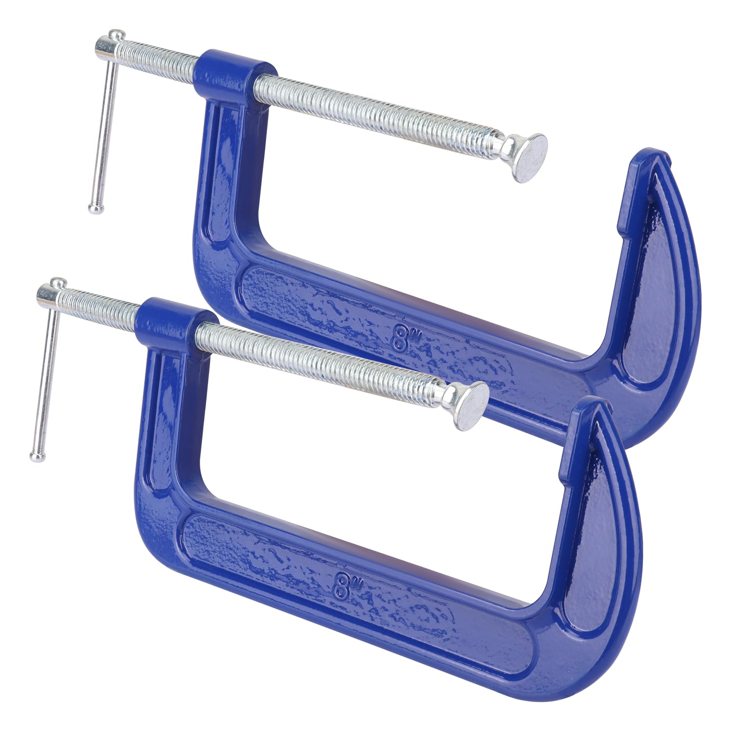 Biugaaufai 2 Pack 8 Inch Blue C-Clamp - Heavy Duty Iron C Clamps, C-Clamp for Woodworking, Brake Calipers, Maintain, Building, DIY Project
