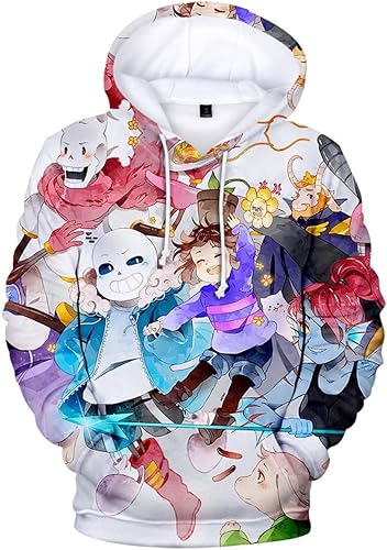 Vista 3 de Weixu Sudadera unisex con capucha de anime Undertale, disfraz de cosplay, ropa exterior, suéter casual con capucha 3D, Adulto I