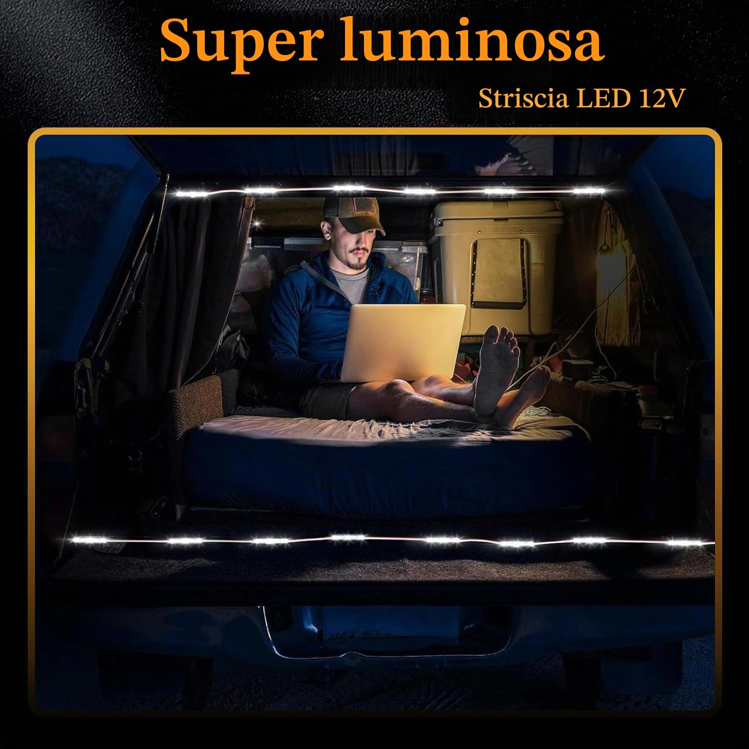 Topcloud Set di luci interne per furgone, 120 LED, impermeabile, camion, transit, bus, LWB, 20 moduli