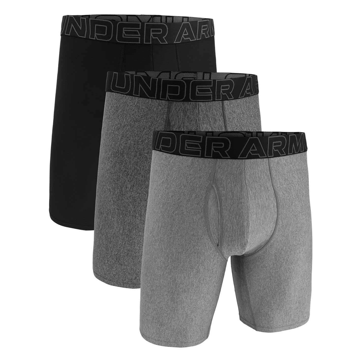 Under Armour Men's Steel Full Heather / Castlerock Full Heather / Castlerock Perf Tech 9 3 Pack Boxer Briefs Steel Heather L